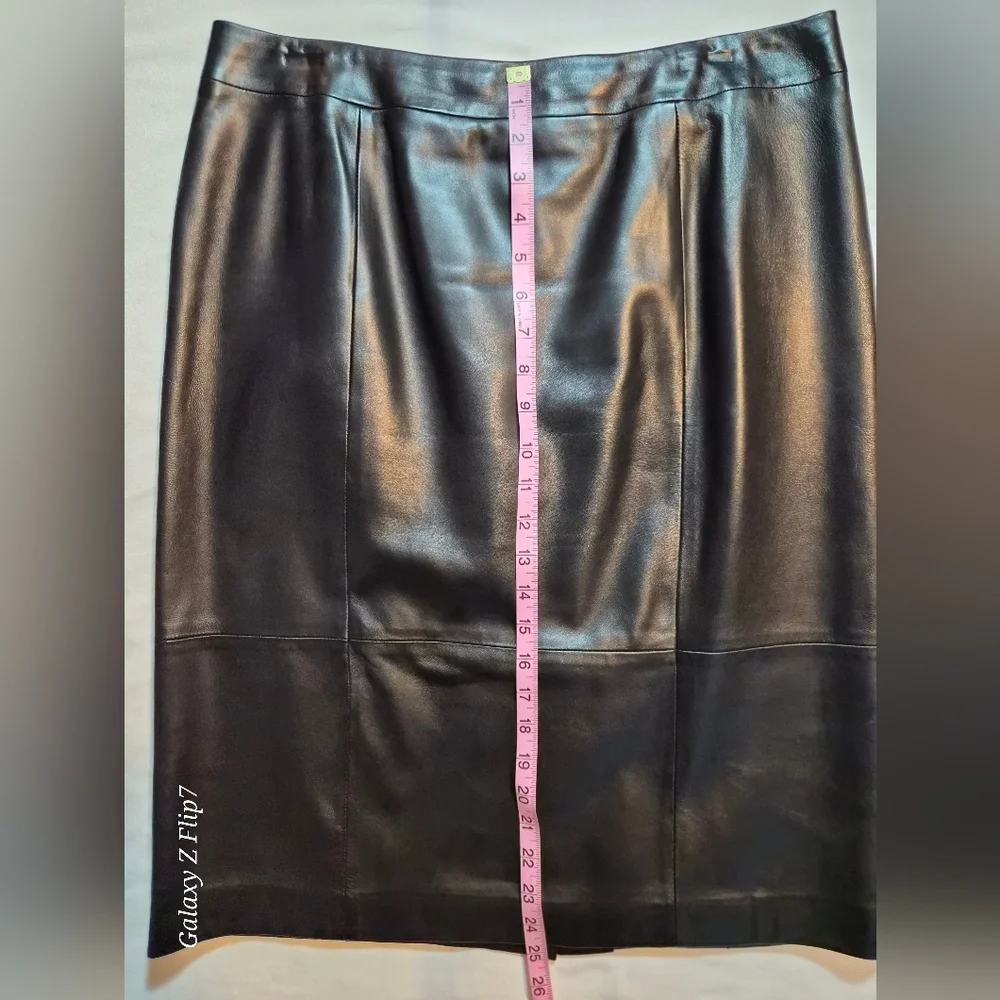 ​Talbots Petites 100% Genuine Leather Pencil Skirt - Black - Size 14P - Picture 6 of 6
